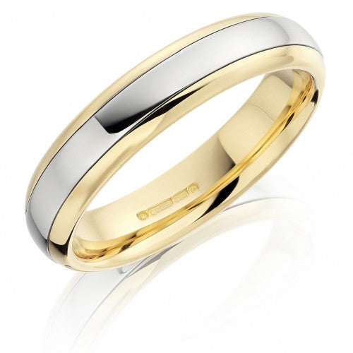 White  yellow gold two tone 3mm court shape wedding ring