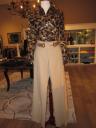 Drew Animal print silk blouse & Camel wilde leg pant