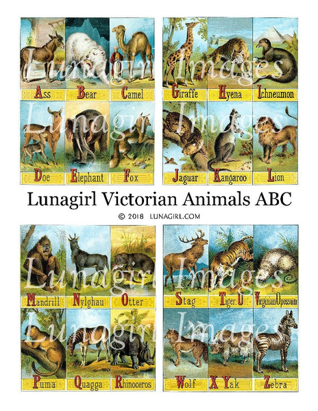 Victorian Animals ABC Digital Collage Sheet – Lunagirl