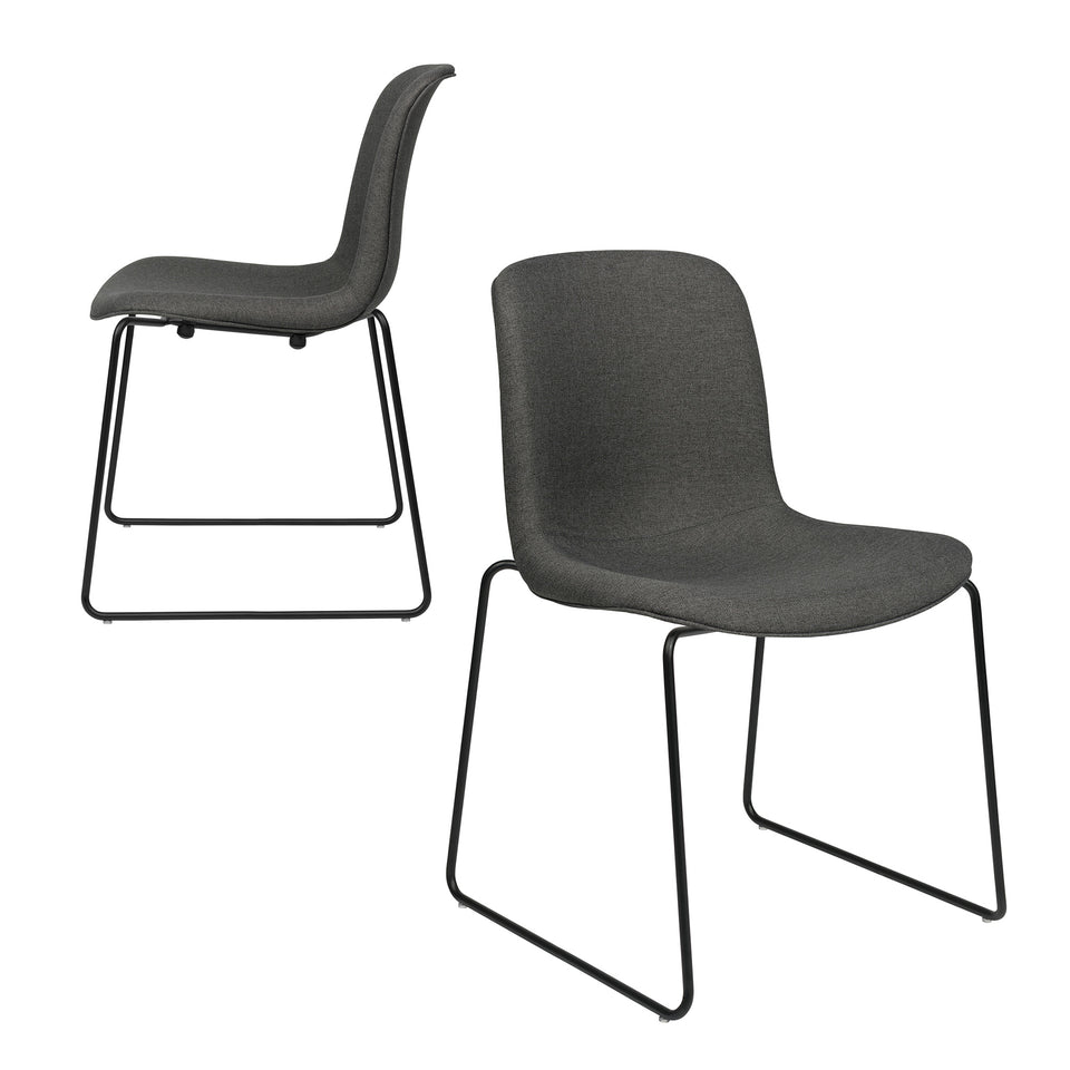 Murray Stackable Side Chairs, Sled Base, Set of 2 (Charcoal Fabric)