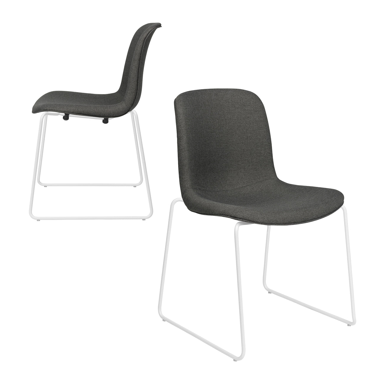 Murray Stackable Side Chairs, Sled Base, Set of 2 (Charcoal Fabric)