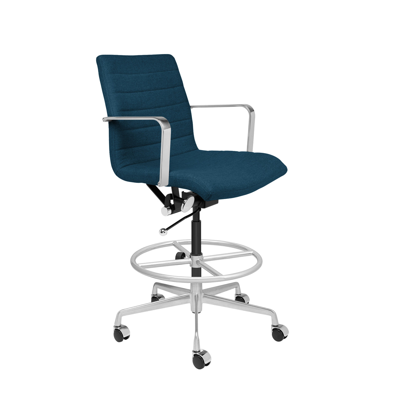 SHIPS FEB 18TH - SOHO Ribbed Drafting Chair (Dark Blue Fabric)