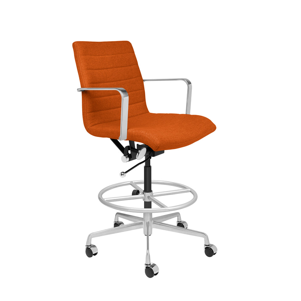 SOHO Ribbed Drafting Chair (Orange Fabric)