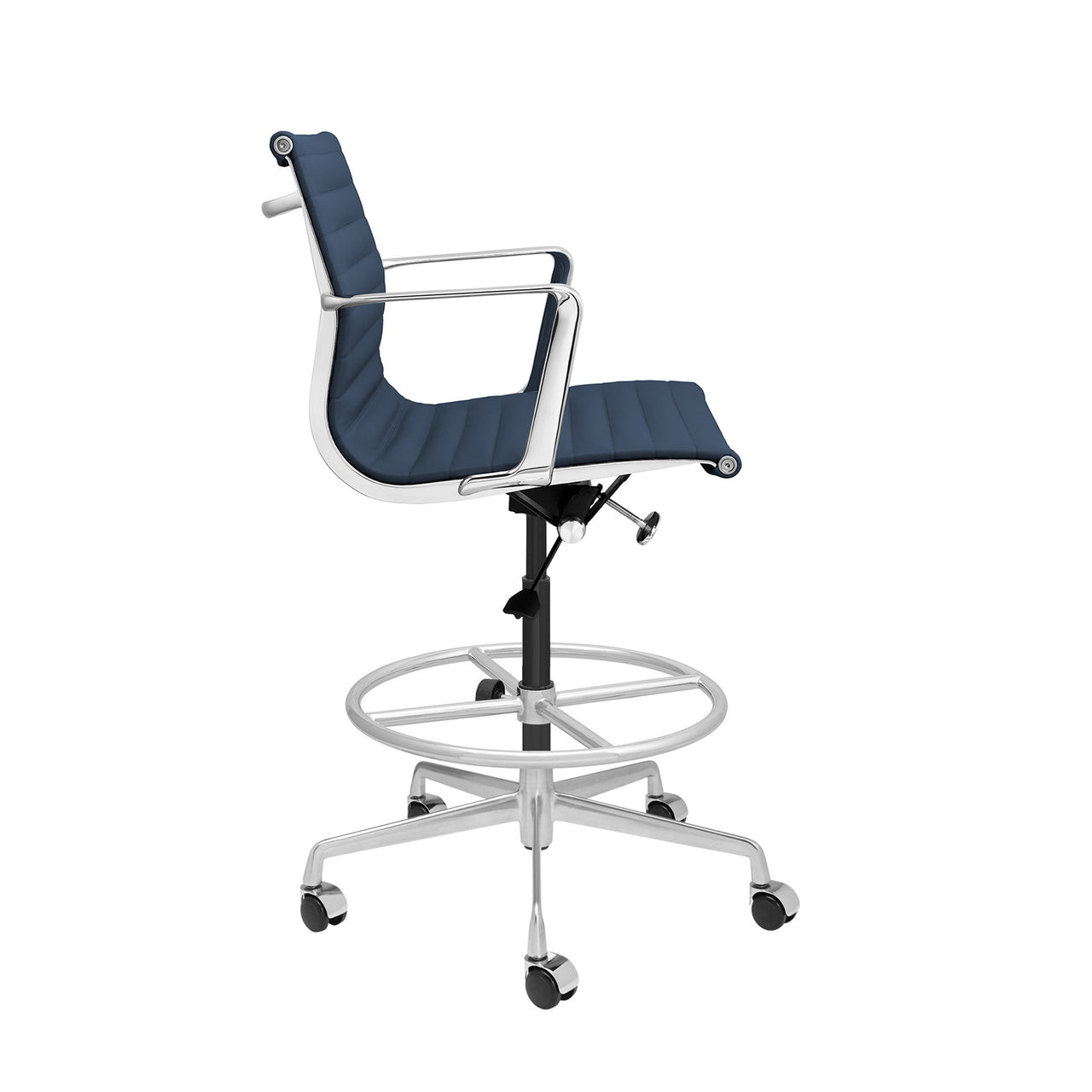 Pro Ribbed Drafting Chair (Blue Italian Leather)