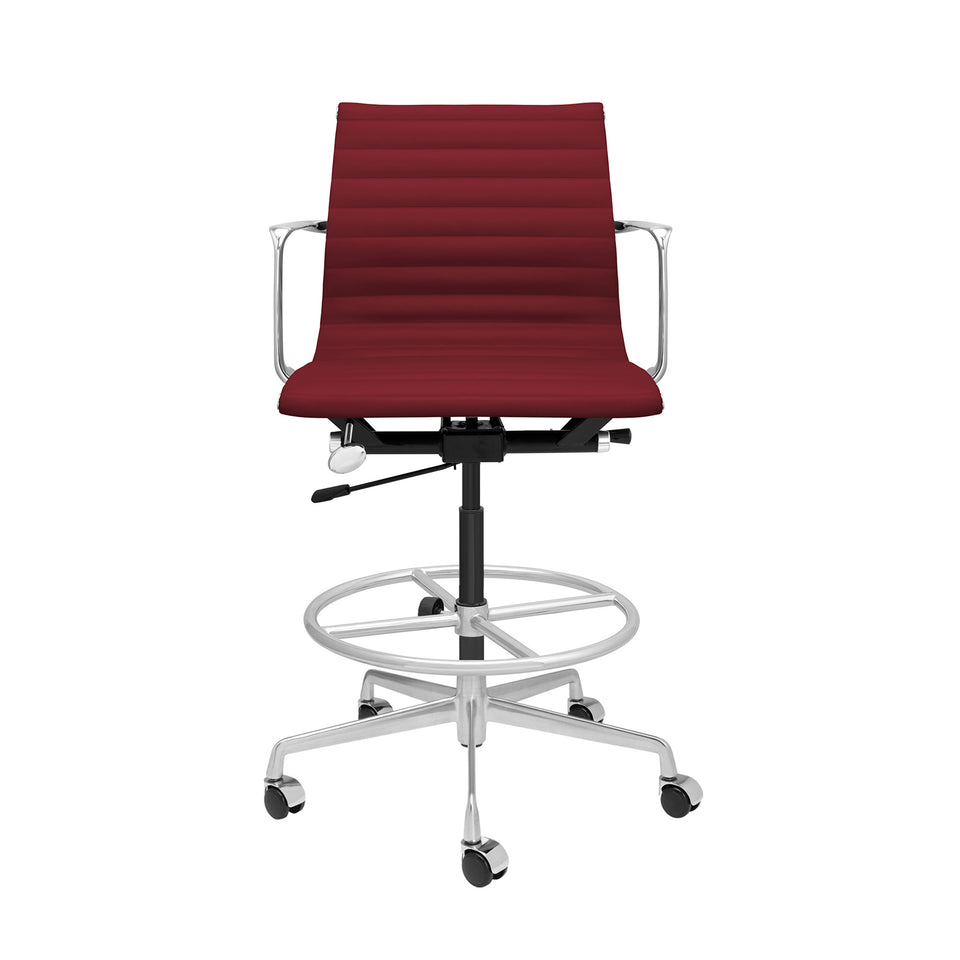 Pro Ribbed Drafting Chair (Burgundy Italian Leather)