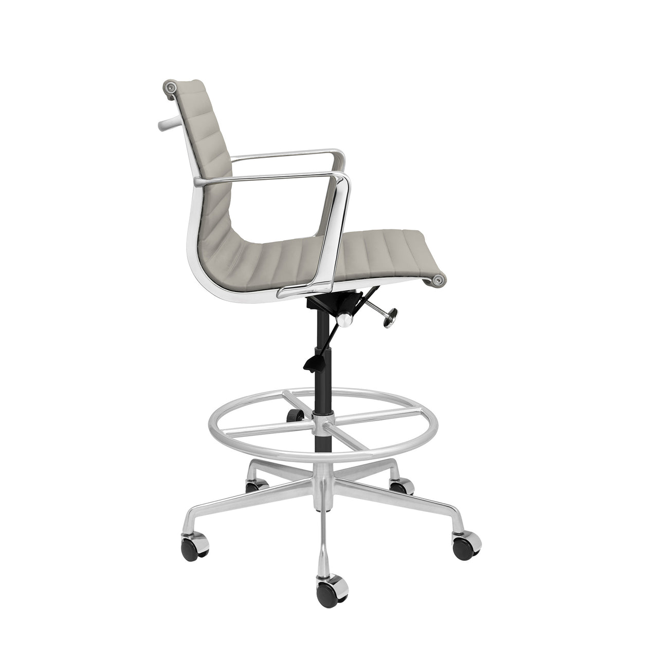 Pro Ribbed Drafting Chair (Grey Italian Leather)