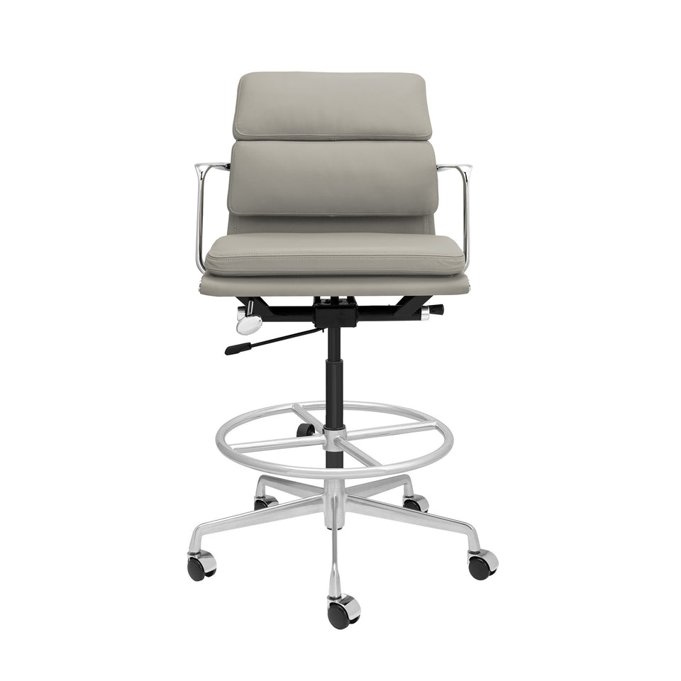 SHIPS FEB 18TH - Pro Soft Pad Drafting Chair (Grey Italian Leather)