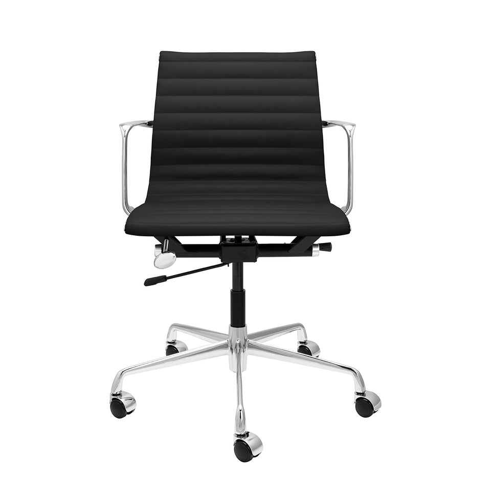 Pro Ribbed Management Chair (Black Italian Leather)