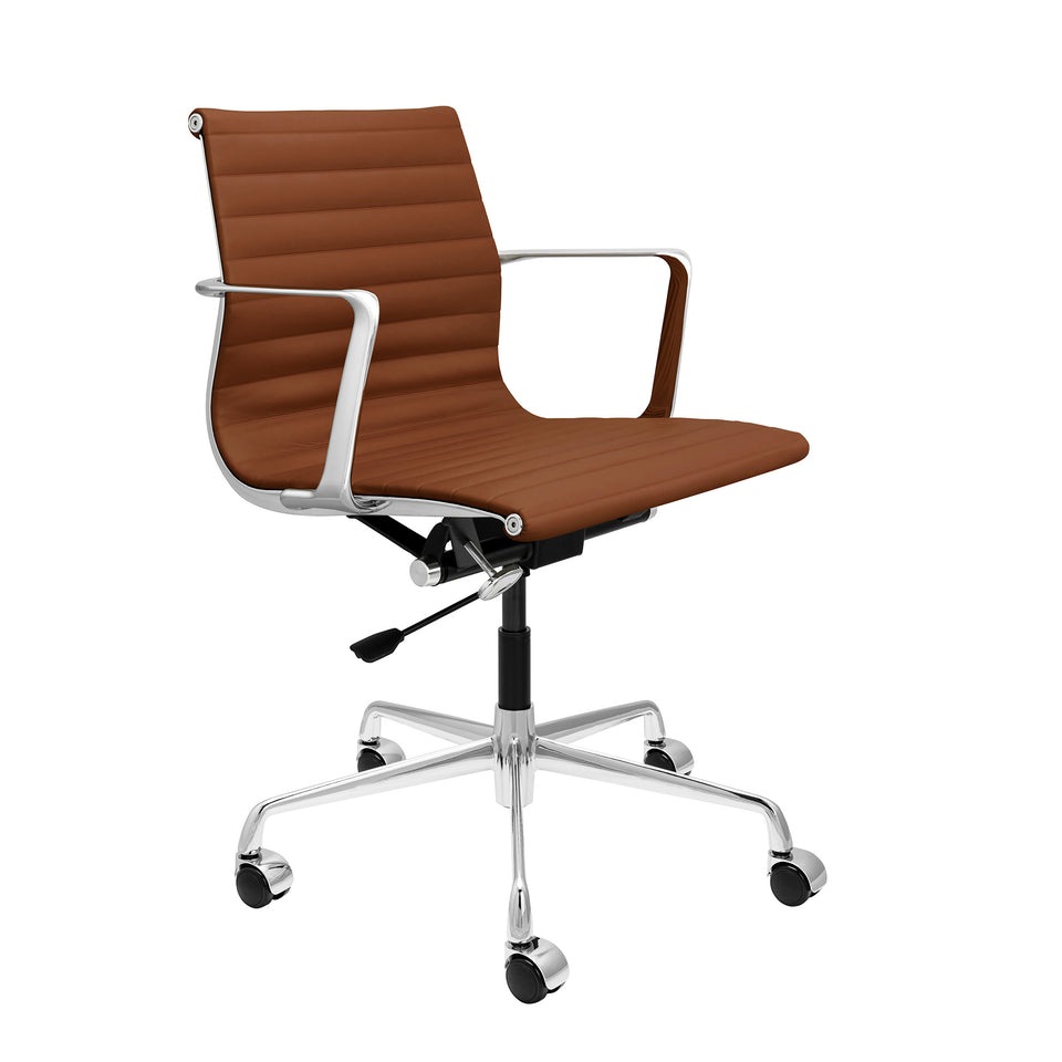 Pro Ribbed Management Chair (Brown Italian Leather)