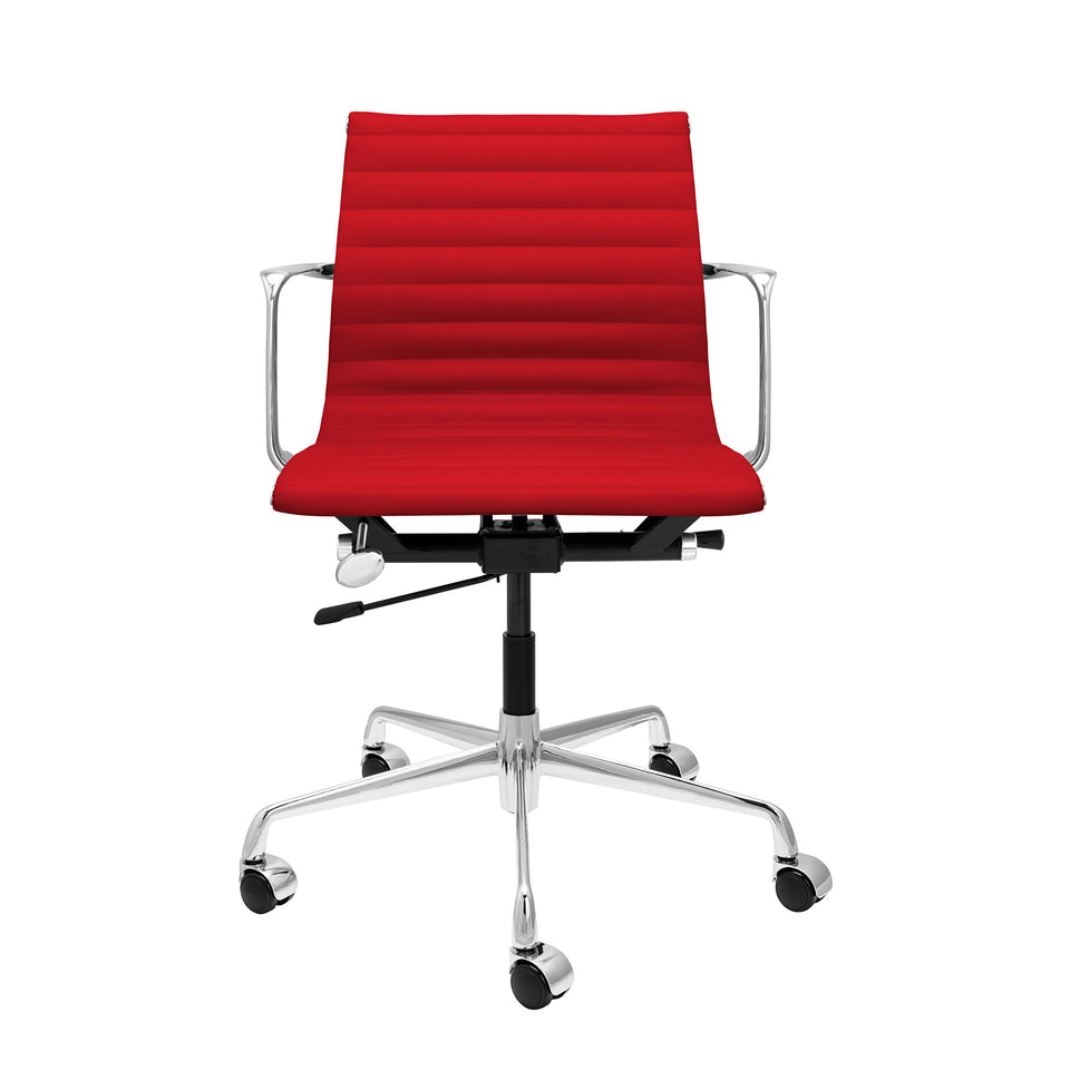 Pro Ribbed Management Chair (Red Italian Leather)