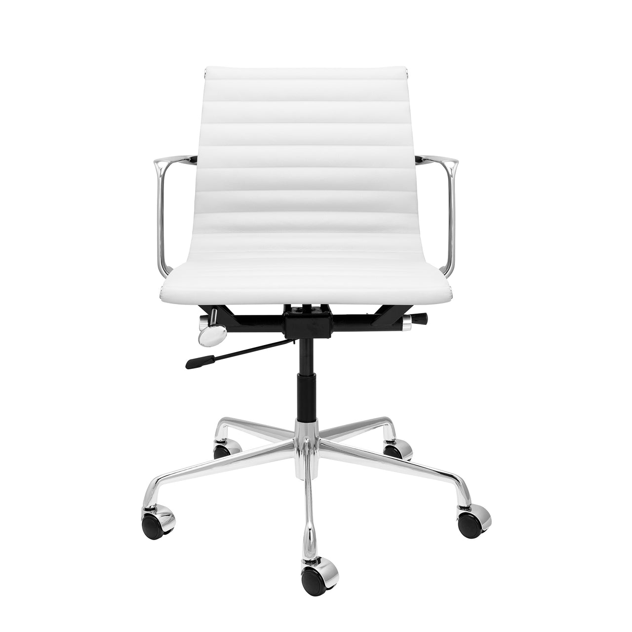 Pro Ribbed Management Chair (White Italian Leather)