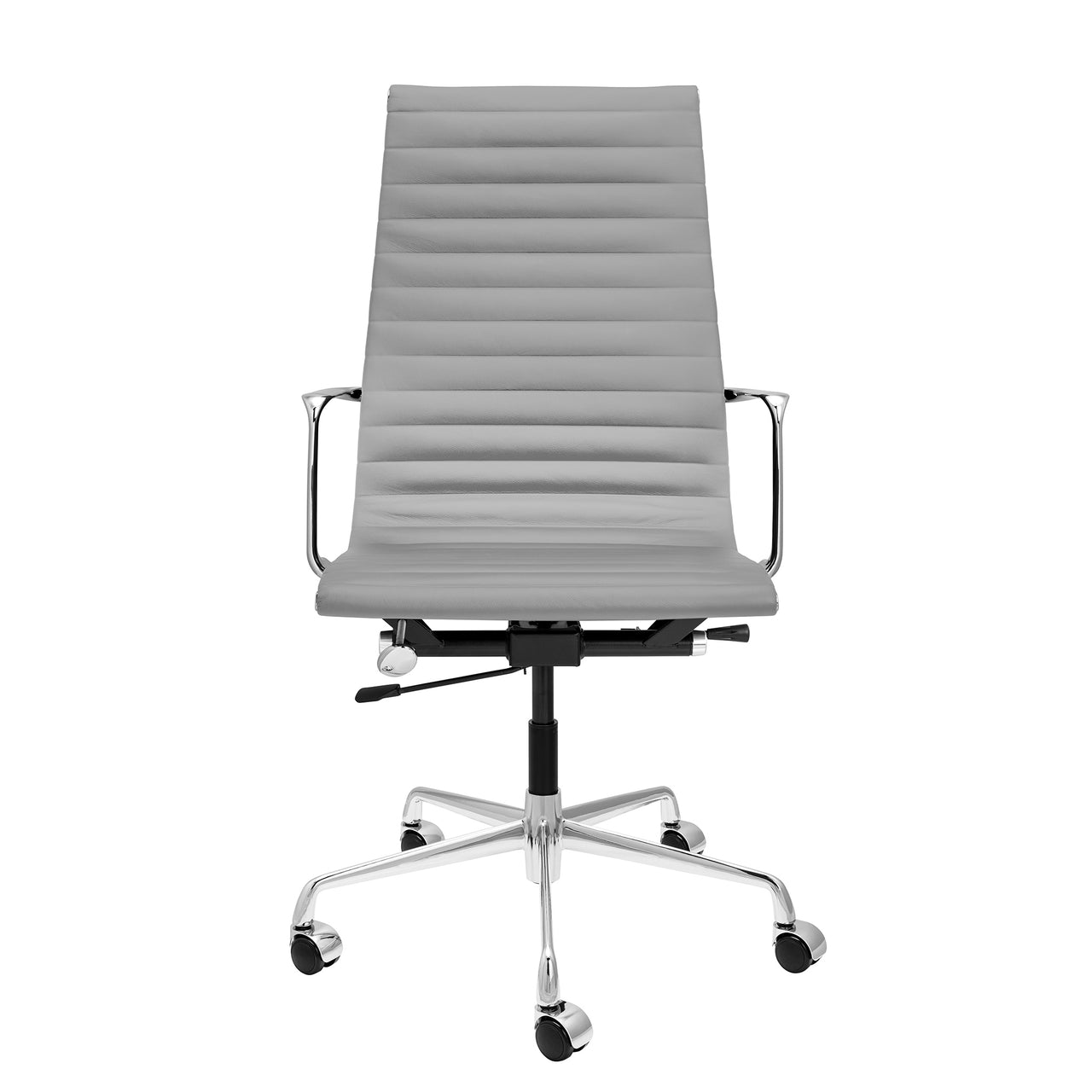 Pro Tall Back Ribbed Management Chair (Grey Italian Leather)