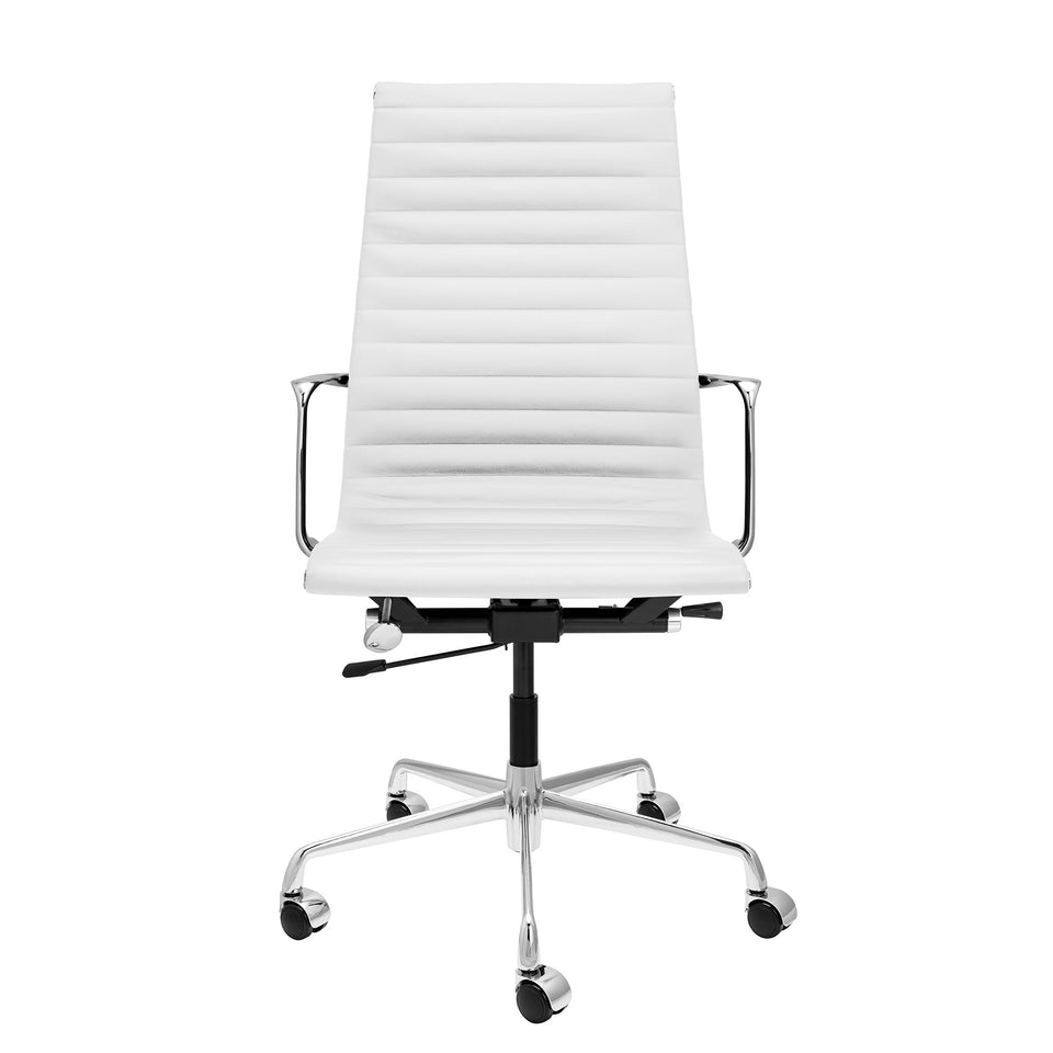Pro Tall Back Ribbed Management Chair (White Italian Leather)