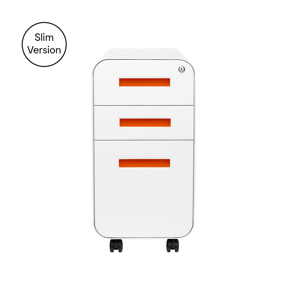 Stockpile Slim File Cabinet (White/Orange)