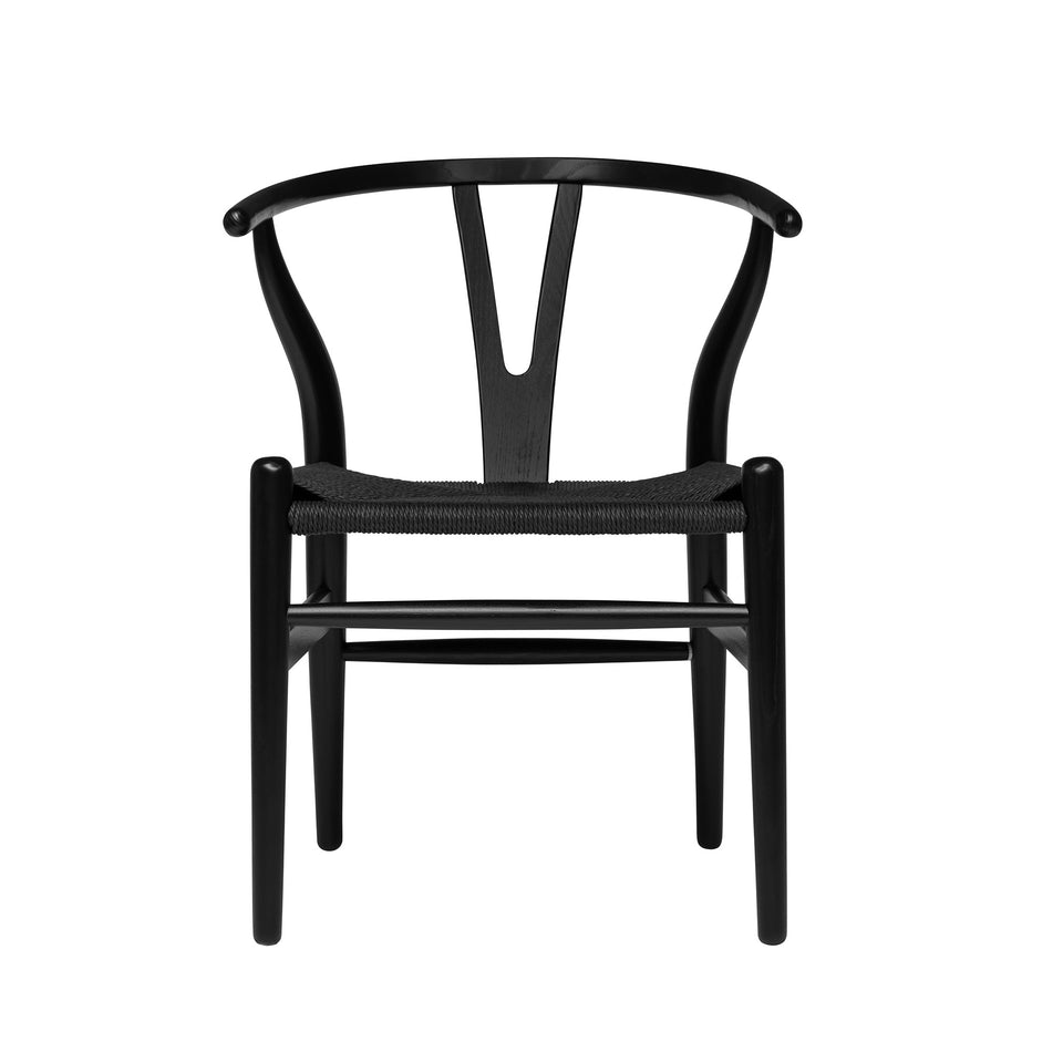 SHIPS FEBRUARY 25TH - Wishbone Chair (Black/Black Woven Cord)