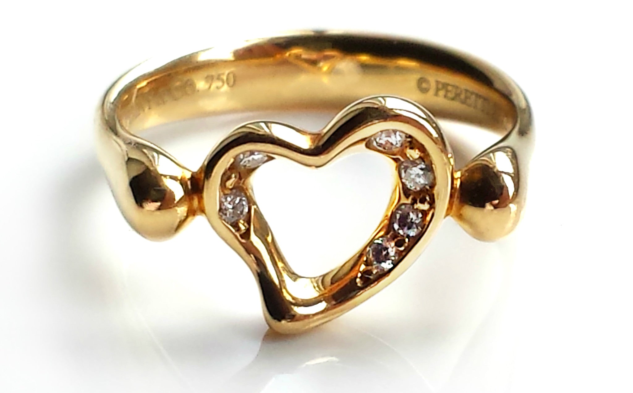 Tiffany & Co. Open Heart Ring by Elsa Peretti in 18K Yellow Gold. Size
