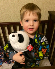 Mr. B receiving his new bear!