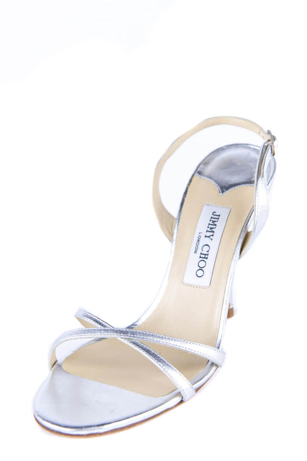 Jimmy Choo Silver Leather Strappy 