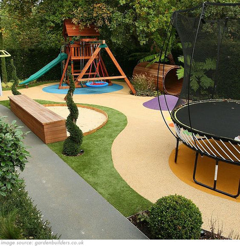 back garden with specially built play area for kids