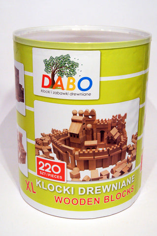 DABO Natural Wood Castle Block Set, 220 Pieces