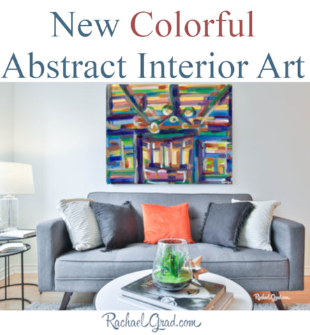 new colorful abstract interior art painting prints by artist rachael grad