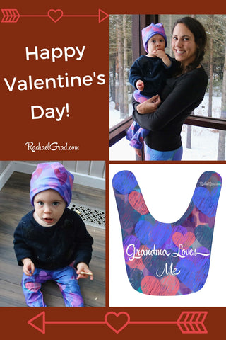 Happy Valentine's Day Mom and Me Leggings Sets and Matching Hats by Artist Rachael Grad 