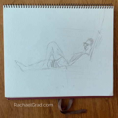 Sketchbook Drawings of Vacationers at Florida Pools By Artist Rachael Grad
