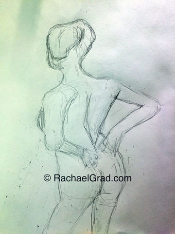After a Matisse Sculpture 1 May 2015, Pencil on Paper Drawing, 9″ x 12″, 2015 Rachael Grad Fine Art