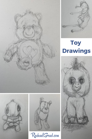 Toy Animal Drawings by Canadian Artist Rachael Grad 