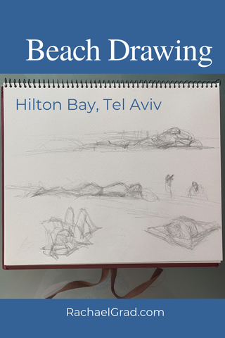 Beach Drawings: Sketchbook Drawing on the Beach in Tel Aviv, Israel