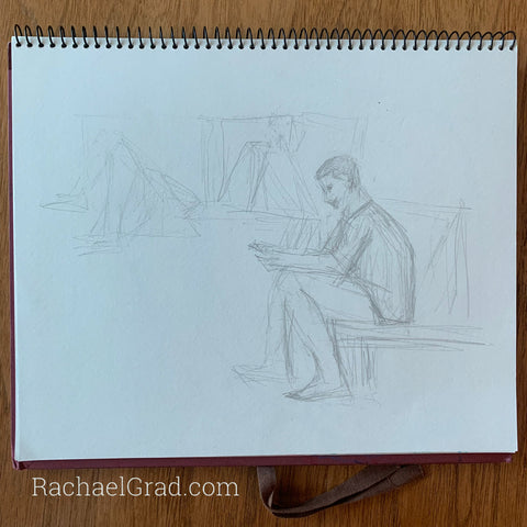 Sketchbook pencil drawing on paper by Artist Rachael Grad