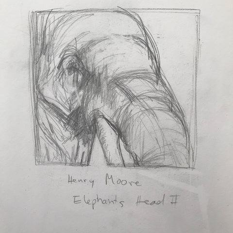 drawing by artist Rachael Grad of Henry Moore Elephant's Head II