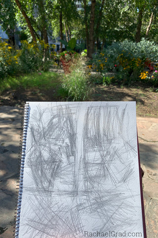 Quick Pencil Drawing in Yorkville Park, Toronto by Artist Rachael Grad