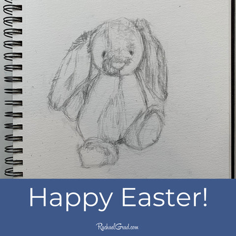 Happy Easter! Bunny Rabbit pencil drawing by Toronto Artist Rachael Grad