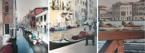 3 Italy Limited Edition Print Ink on Metal 24 x 36 in Rachael Grad Venice artwork gondolier canals old shoes