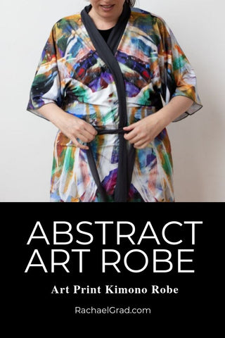 Abstract Art Black Kimono Robe Artist Rachael Grad Bathrobe Artwork Print