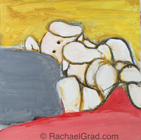 Toy Elephant Painting in progress, 2015 Rachael Grad artwork on panel