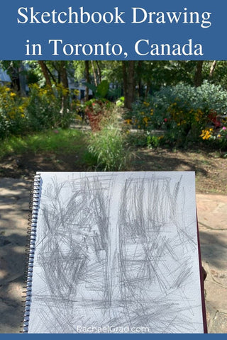 Sketchbook pencil drawing in Yorkville, Toronto by Canadian Artist Rachael Grad