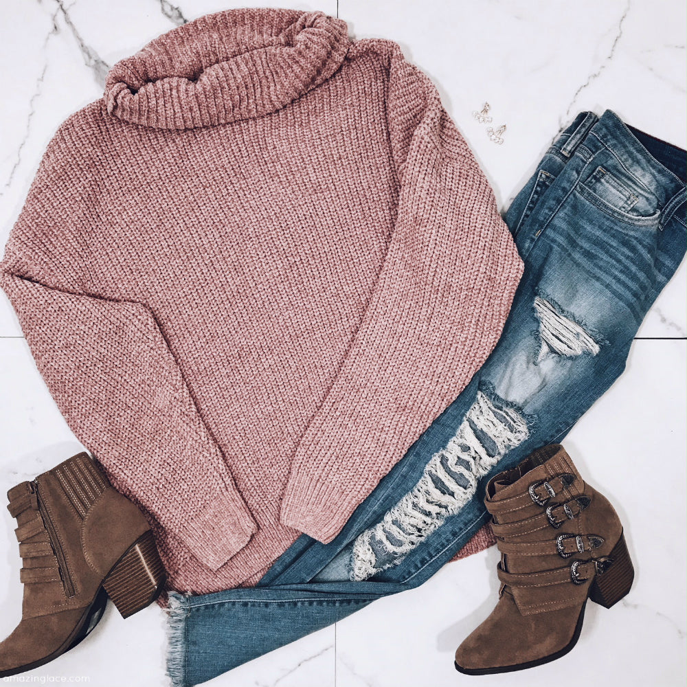mauve booties outfit