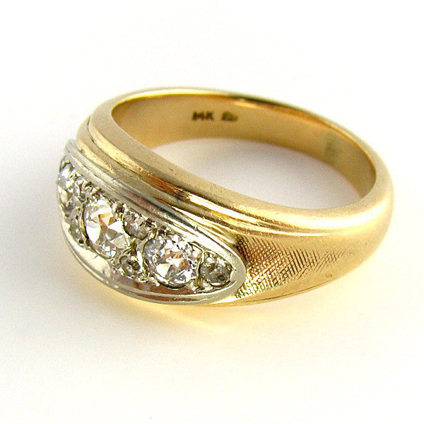 Old European Cut Diamond Mens Ring Side