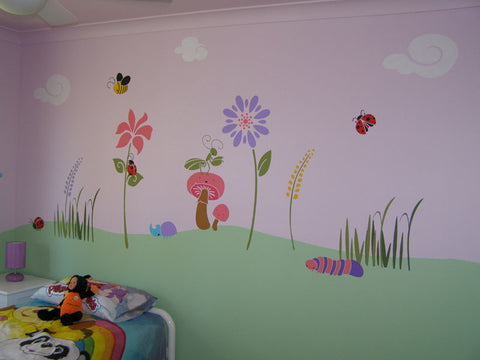 bug flower wall stencils