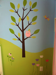 tree wall mural owl