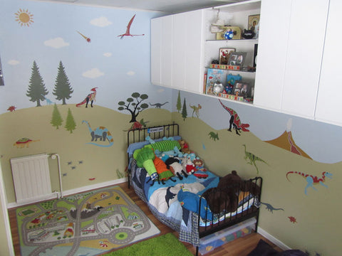 dinosaur boys room wall mural