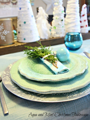 Aqua and Mint Tablescape