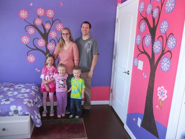 Family with Flowering Tree Wall Murals