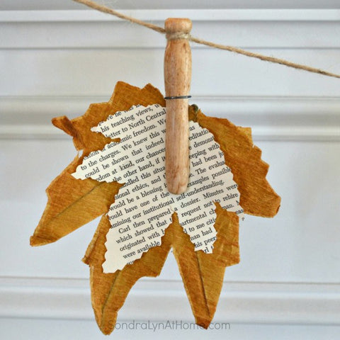 Fall Leaf Banner With Book Pages