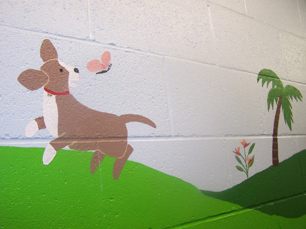 Puppy Dog Stencil Wall Mural