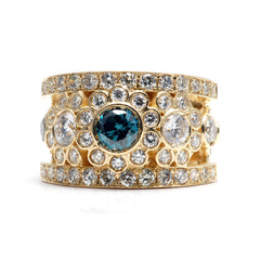 blue diamond, yellow gold