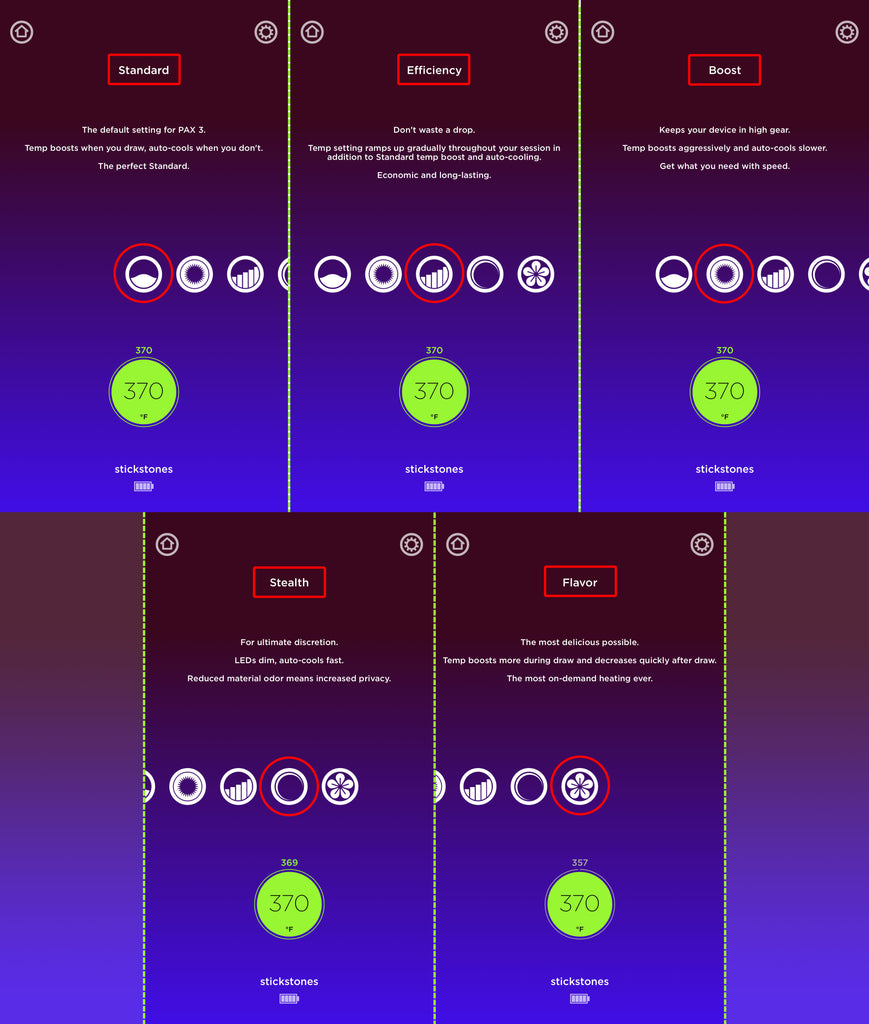 PAX App Heating Settings - Planet of the Vapes