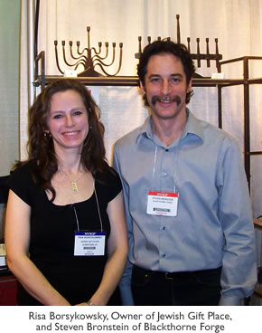 Risa Borsykowsky, Owner of Jewish Gift Place, and Steven Bronstein of Blackthorne Forge